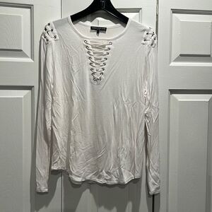 Price Drop!!! Generation Love White Lace Up Top, Size Medium